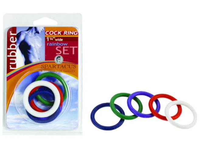 Spartacus Cock Ring Rainbow Set (4 Rubber Cock Rings)