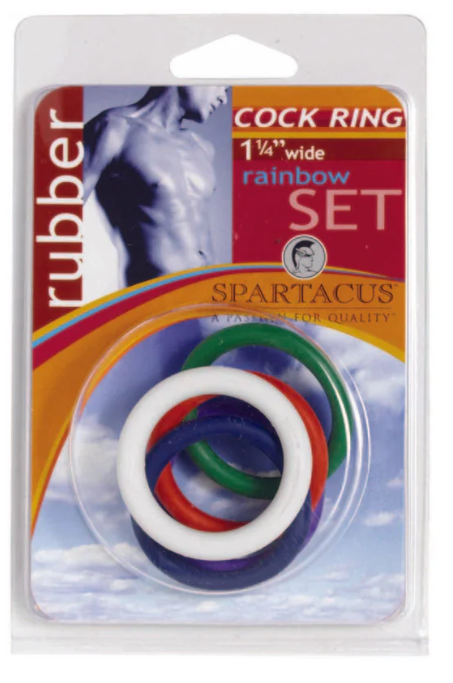 Spartacus Cock Ring Rainbow Set (4 Rubber Cock Rings)