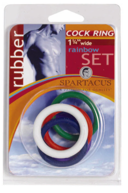 Spartacus Cock Ring Rainbow Set (4 Rubber Cock Rings)