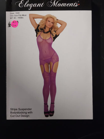 Stripe suspender Bodystocking