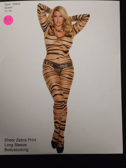 Sheer Zebra Bodystocking